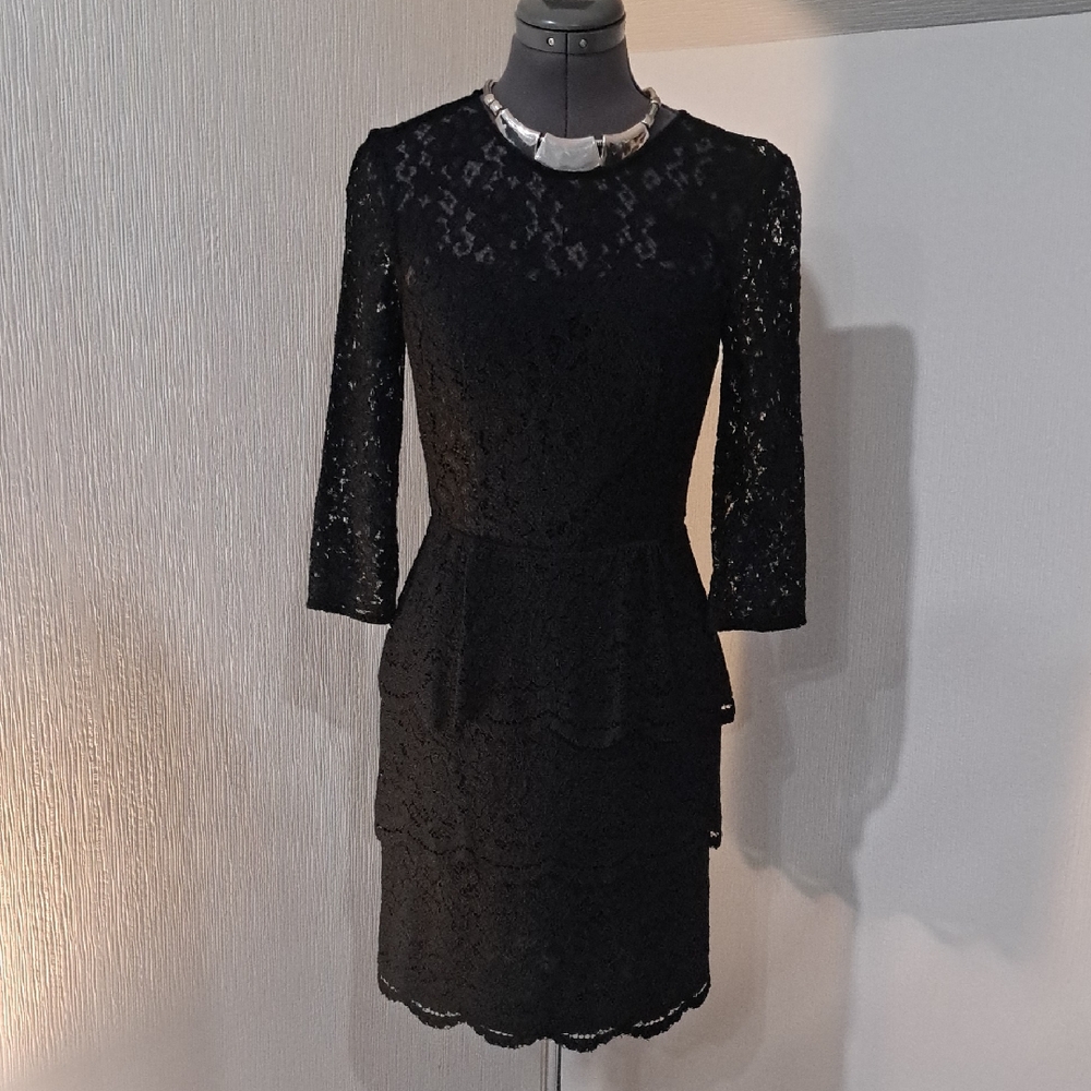 Whistles Black Lace Long Sleeve Dress
